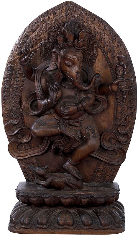 Ganesha in Nepalese Style Dancing On His Rat - Made in Nepal