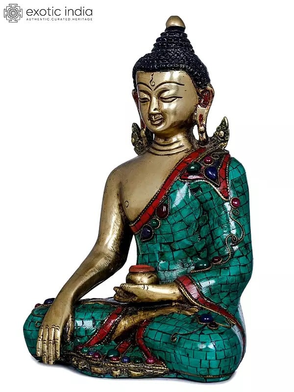 8" Lord Buddha in Earth Witness Gesture - Tibetan Buddhist In Brass | Handmade | Made In India