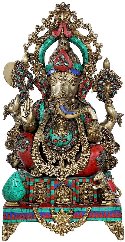 26" Ashirwad Granting Lord Ganesha In Brass | Handmade | Made In India