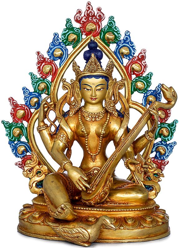 Goddess Saraswati Plays Veena - Made in Nepal