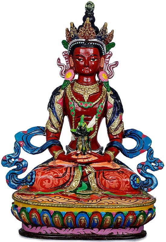 Tibetan Buddhist Amitabha Buddha as Amitayus With The Vase of Long Life - Made in Nepal