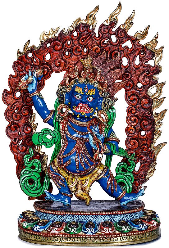 12" Krodha Vajrapani - Tibetan Buddhist Diety in Copper | Handmade | Made In Nepal