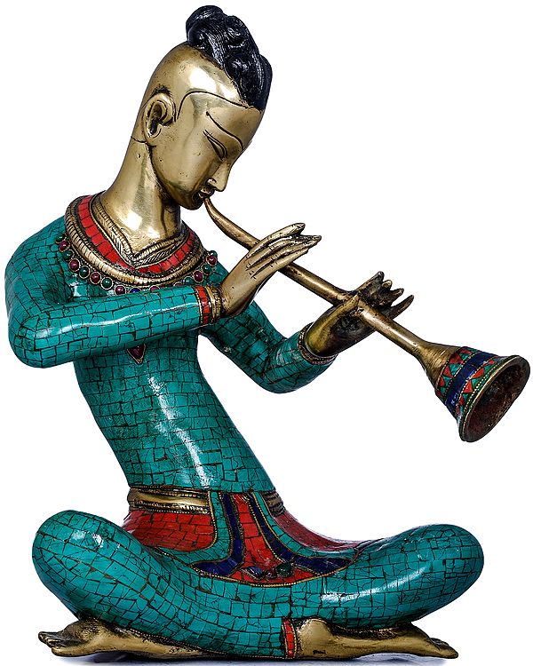13" Musician Playing Shehnai In Brass | Handmade | Made In India