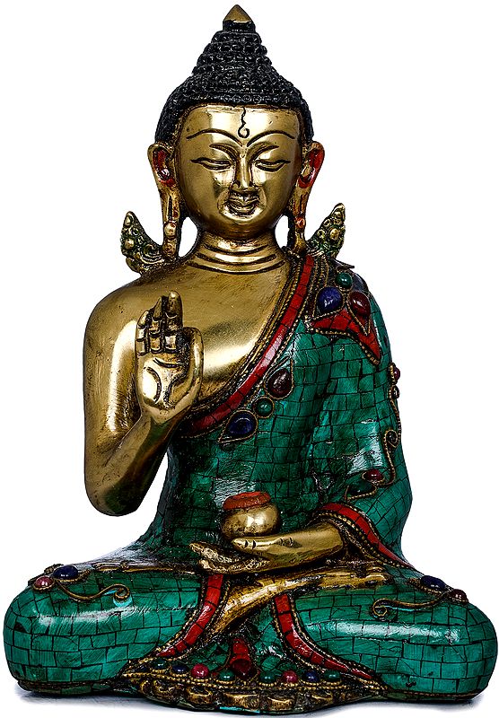 8" Tibetan Buddhist Lord Buddha In Vitark Mudra In Brass | Handmade | Made In India