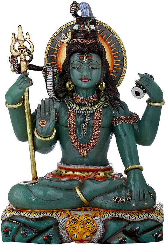 Blessing Bhagawan Shiva Carved in Jade Gemstone