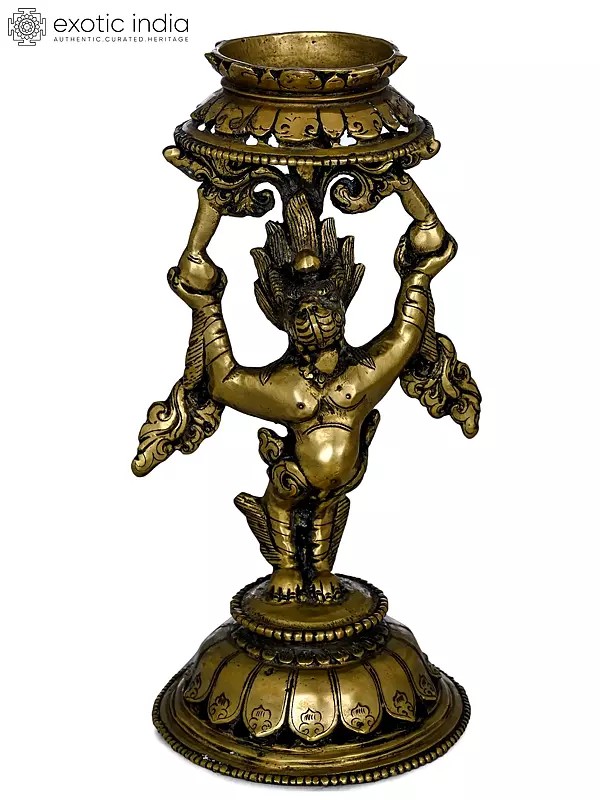 7" Yamantaka Oil Lamp Tibetan Buddhist (Made in Nepal) In Brass