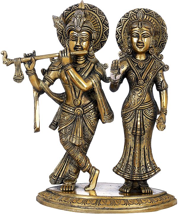 9" Radha Krishna In Brass | Handmade | Made In India