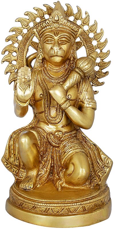 9" Hanuman ji in Abhaya Mudra In Brass | Handmade | Made In India