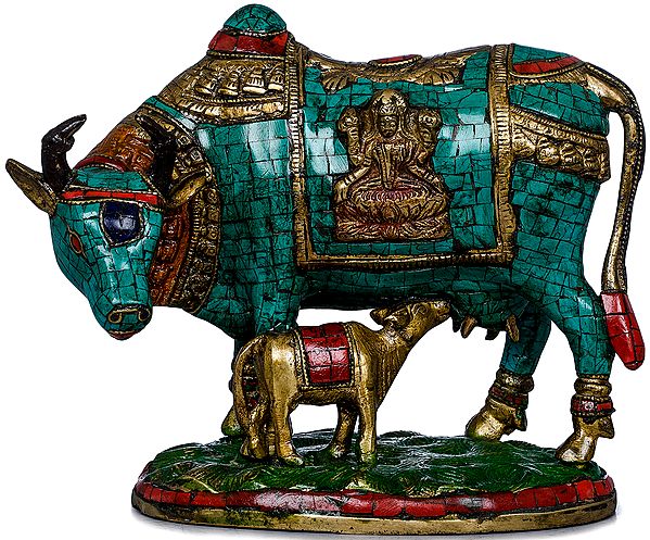 8" Cow and Calf In Brass | Handmade | Made In India