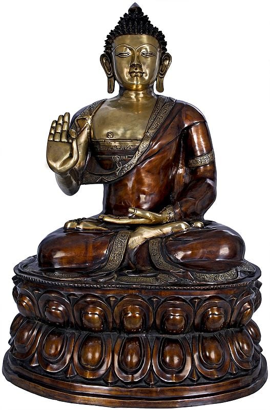 Large Size Preaching Buddha Seated on Double Lotus -Tibetan Buddhist