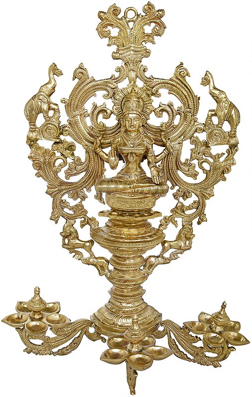 Ornate Mother Lakshmi Wall-Hanging Lamp