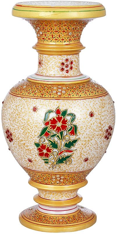 Fine Quality Marble Vase Decorated With Flower Motifs