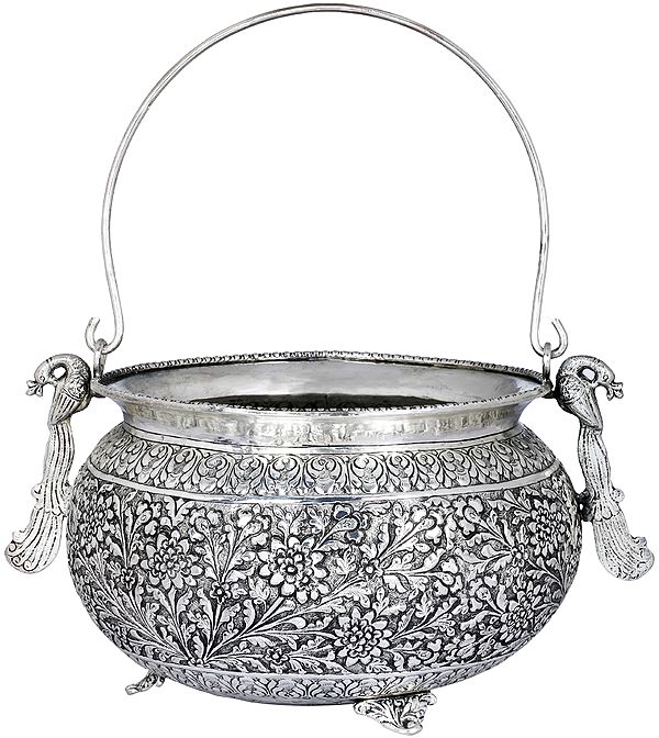 Superfine Peacock Puja Pot With Impressive Engraving