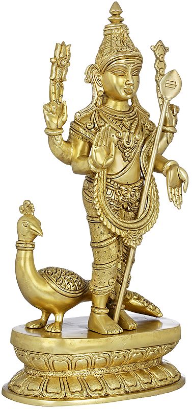 16" Karttikeya - The Son of Shiva and God of War (Fine Quality ) In Brass | Handmade | Made In India