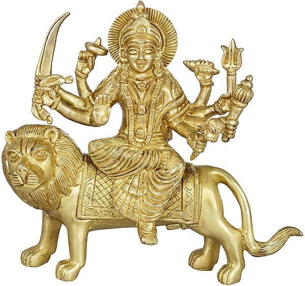 6" Devi Durga In Brass | Handmade | Made In India