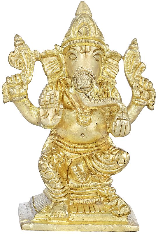 4" Ashirwad Ganesha Brass Statue | Handmade Idols | Made in India