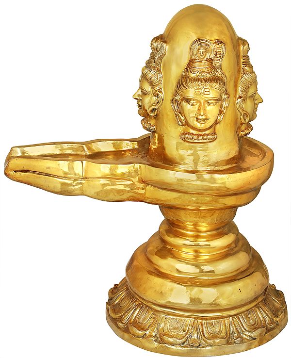 35" Large Size Four Faced Mukhalingam In Brass | Handmade | Made In India