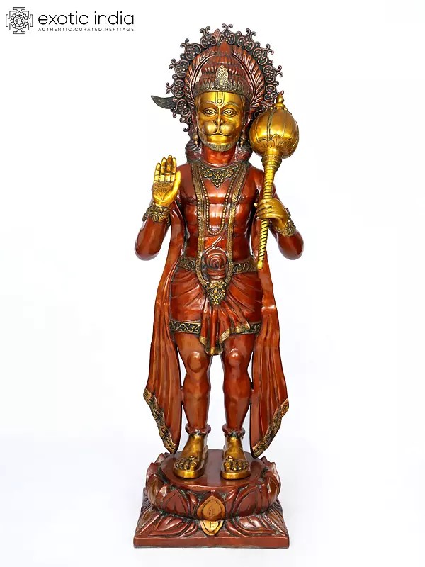 77" Super Large Blessing Hanuman Brass Statue | Handmade | Made In India