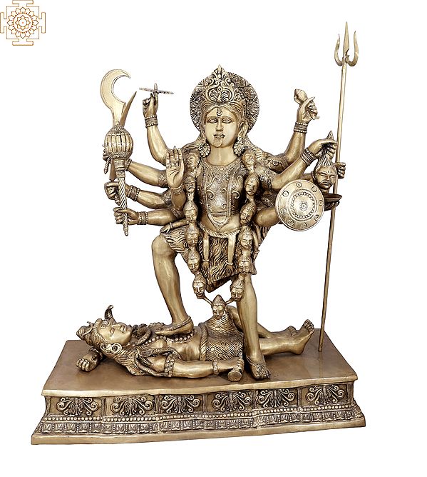51" The Bloodthirsty Dashabhujadhari Devi Kali In Brass