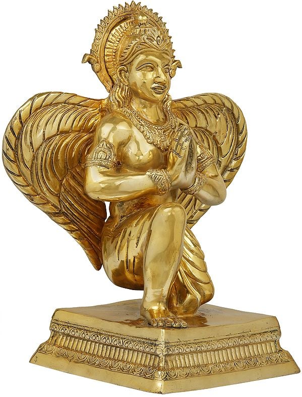 22" Namaskaram Lord Garuda With The Majestic Wings In Brass | Handmade | Made In India