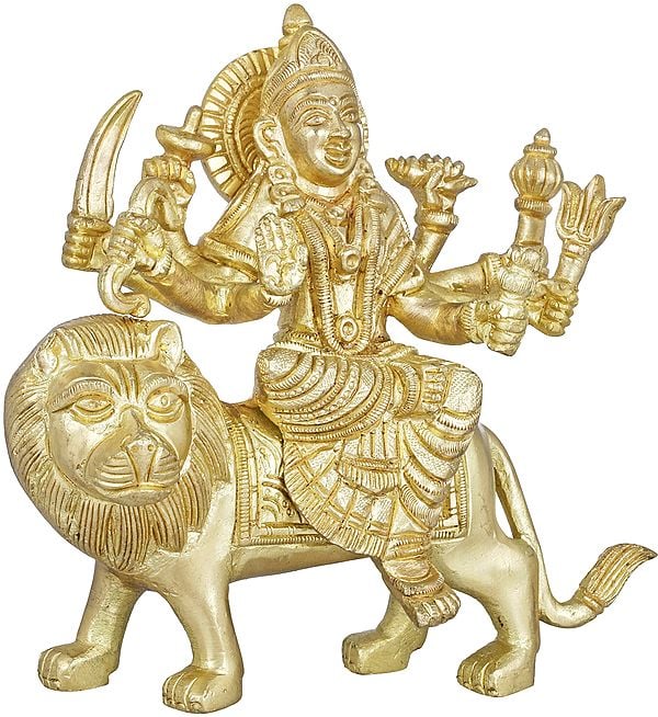 5" Devi Durga In Brass | Handmade | Made In India