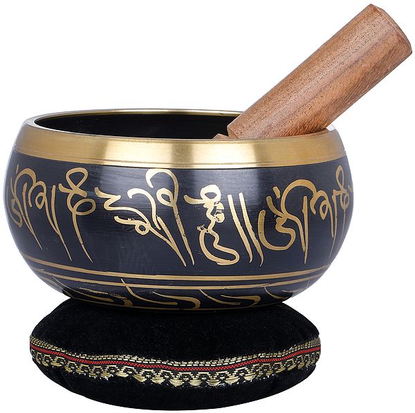 5" Tibetan Buddhist OM Singing Bowl in Brass | Handmade | Made in India