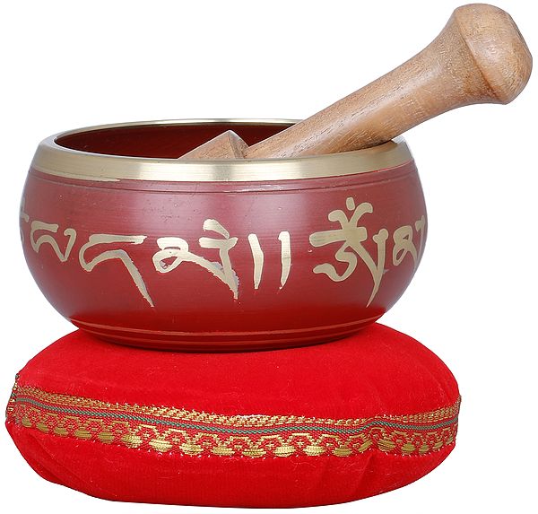 2" Tibetan Buddhist Five Dhyani Buddhas Singing Bowl in Brass | Handmade