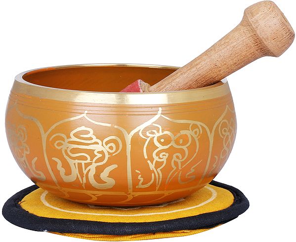 4" Tibetan Buddhist Auspicious Singing Bowl in Brass | Handmade | Made in India