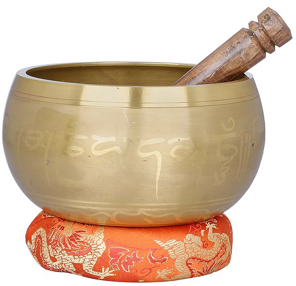 Tibetan Buddhist Singing Bowl with Auspicious Mantras and Symbols