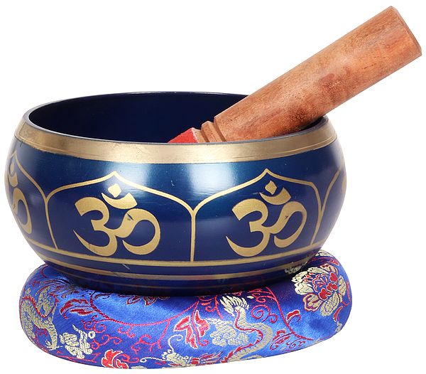 6" Auspicious Syllable OM Singing Bowl in Brass | Handmade | Made in India