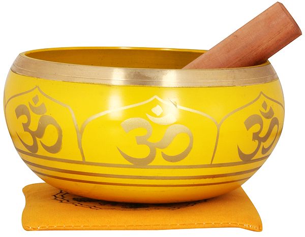 6" Tibetan Buddhist Singing Bowl in Yellow Hue In Brass | Handmade | Made In India