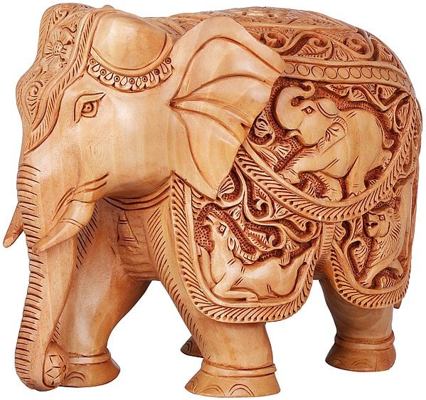Fully Carved Wooden Elephant