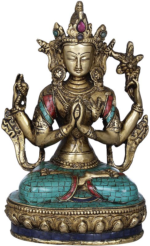Seated Bodhisattva Chenrezig With The Wish-Fulfilling Jewel