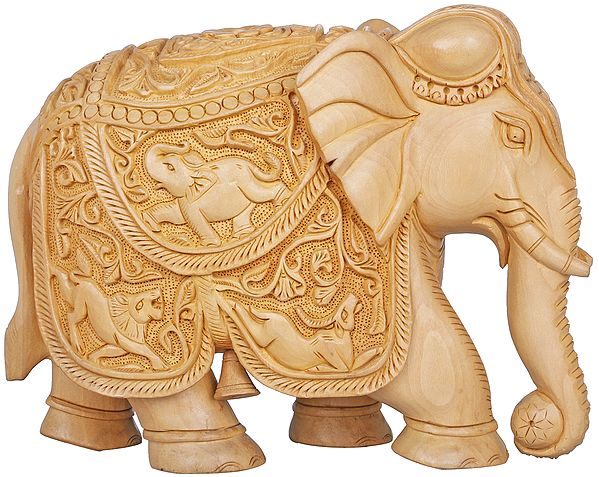 Elephant, Saddle Carved with Various Animal Figures