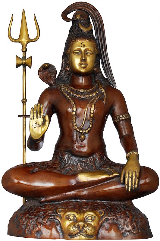 23" Dhyani Lord Shiva As Paramaguru Adinatha In Brass | Handmade | Made In India