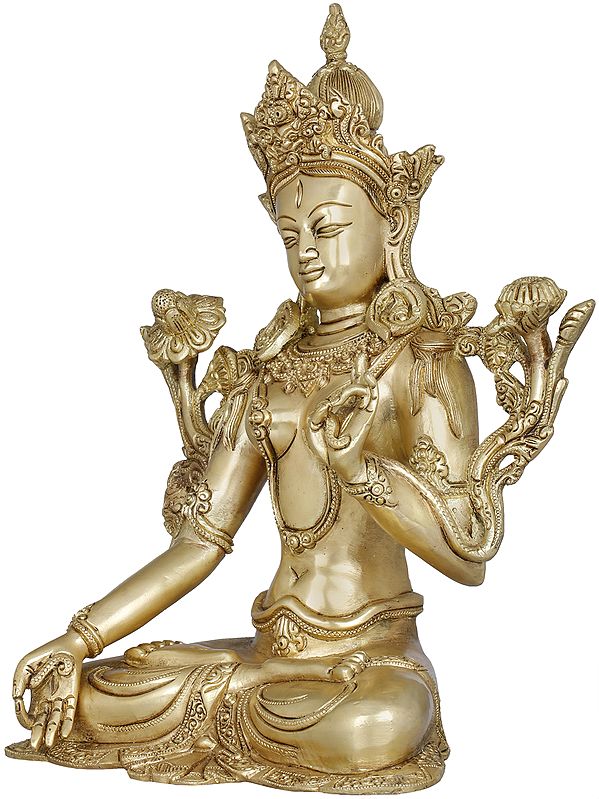 12 Tibetan Buddhist Goddess White Tara In Brass Handmade Made In India Exotic India Art 5259