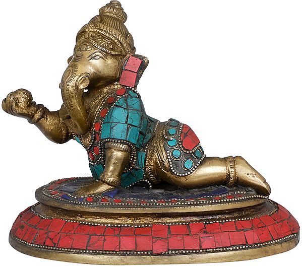 7" Butter Ganesha In Brass | Handmade | Made In India