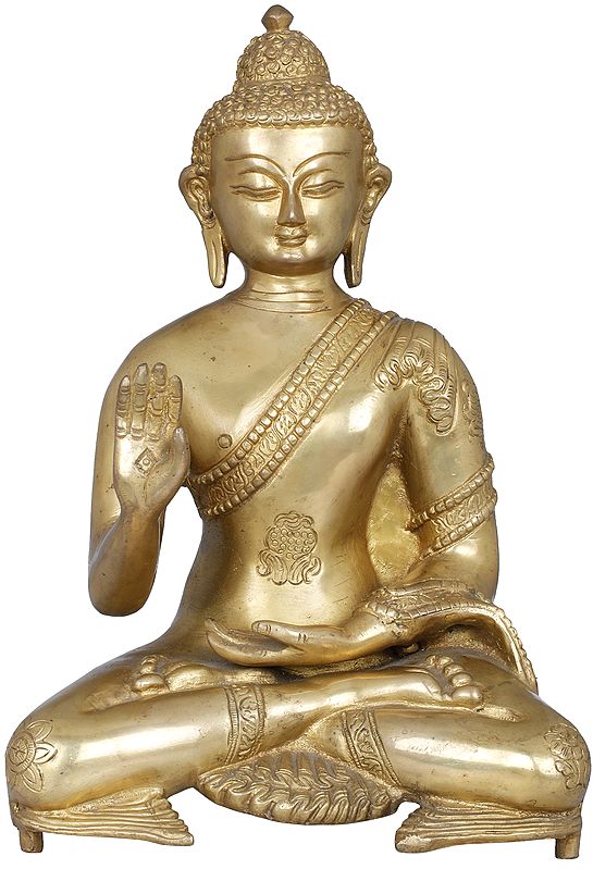 11" Blessing Buddha - Tibetan Buddhist Deity In Brass | Handmade | Made In India