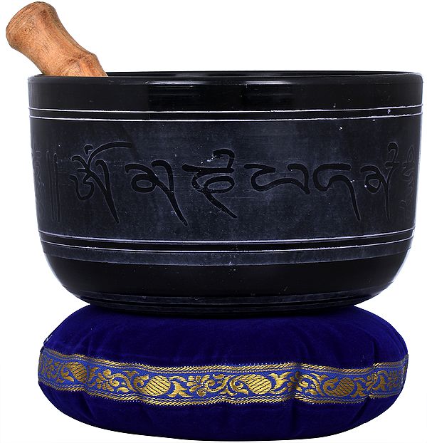 Singing Bowl with Ashtamangla and Buddha Images Inside - Tibetan Buddhist
