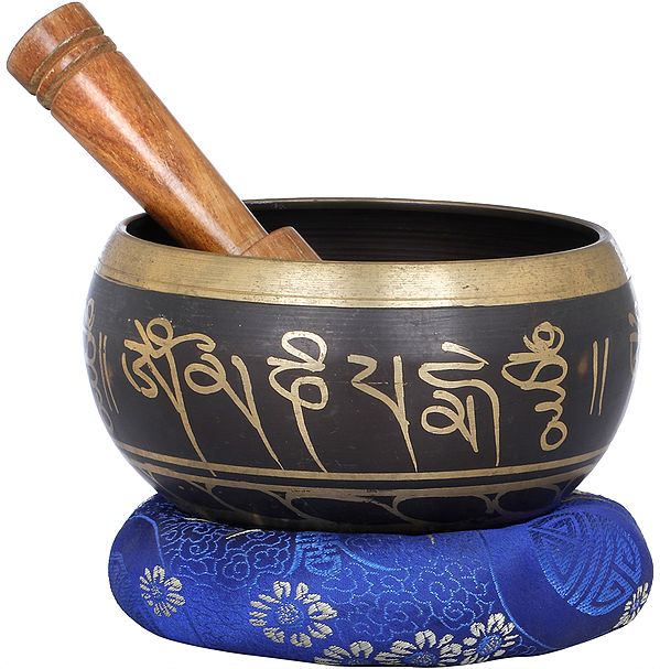 5" Lord Buddha Singing Bowl with Mantras in Brass | Handmade | Made in India