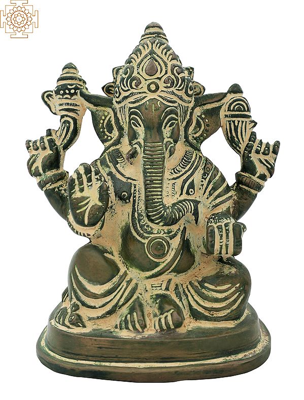 4" Small Ganesha Statue in Brass | Handmade | Made in India