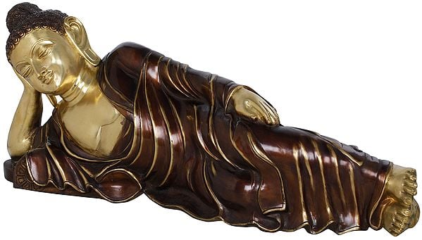 23" Mahaparinirvana Buddha (Tibetan Buddhist) In Brass | Handmade | Made In India