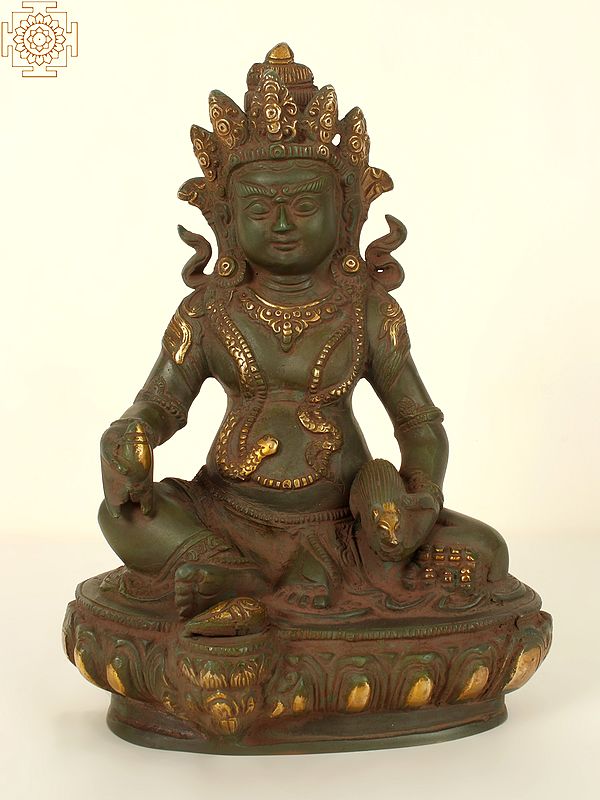 10" Tibetan Buddhist God of Wealth - Kubera | Handmade Brass Statue