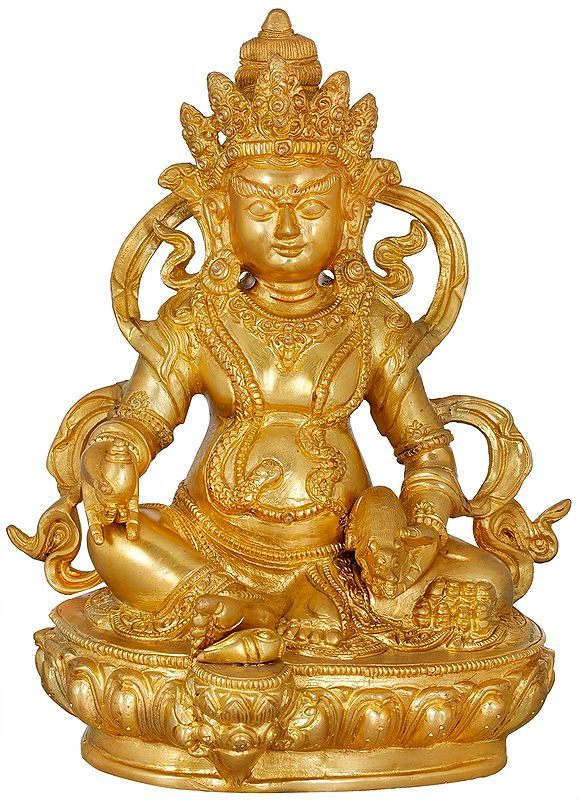 10" Tibetan Buddhist God Of Wealth - Kubera In Brass | Handmade | Made In India