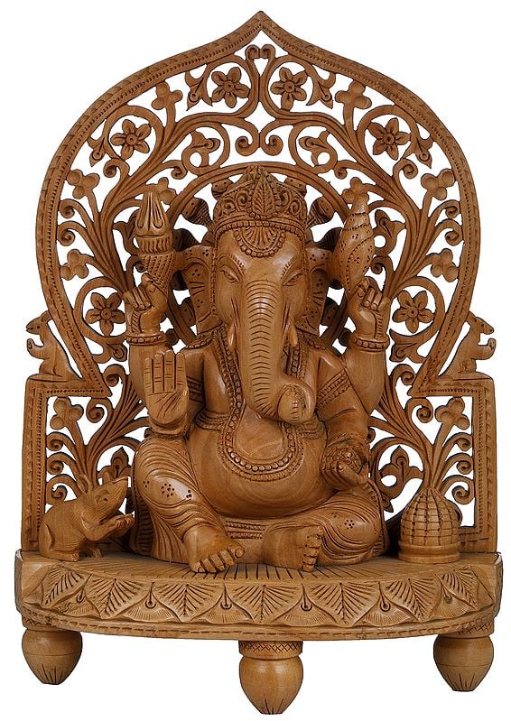 Bhagawan Ganesha on a Stylized Throne