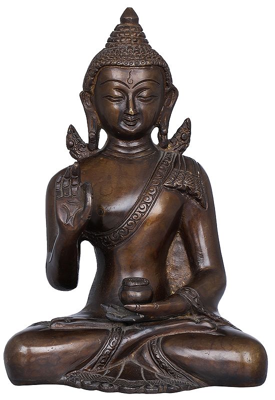 8" Tibetan Buddhist Lord Buddha In Brass | Handmade | Made In India