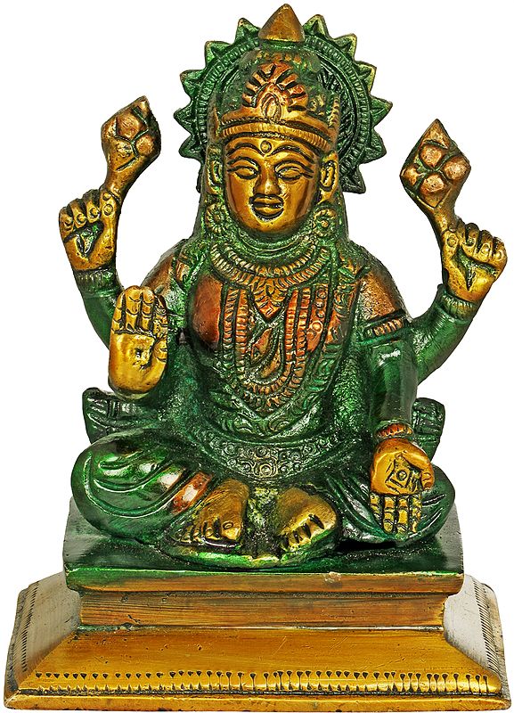 4" Goddess Lakshmi Small Size Brass Sculpture | Handmade | Made in India