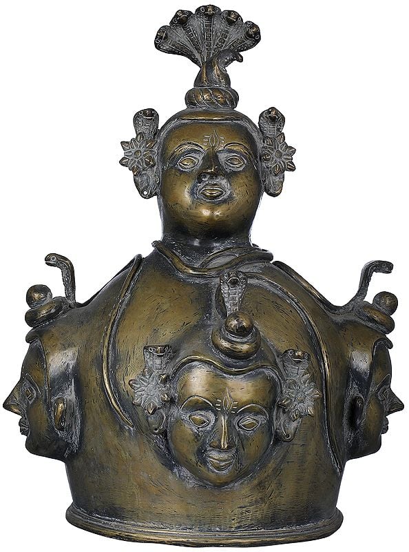 19" Shiva Linga Sheath - Tribal Statue In Brass | Handmade | Made In India