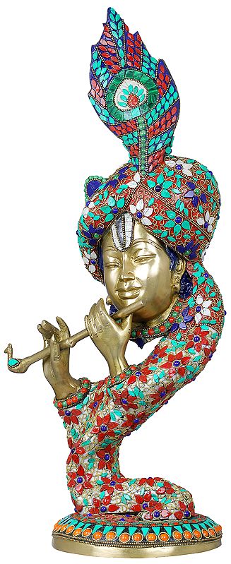 20" Stylized Fluting Krishna In Brass | Handmade | Made In India