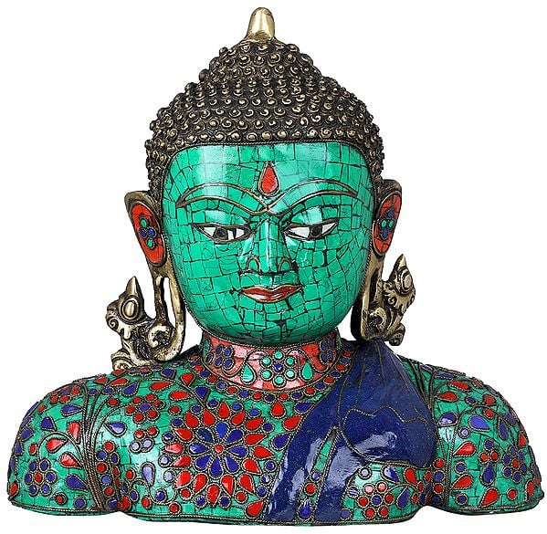 10" Buddha Bust - Tibetan Buddhist In Brass | Handmade | Made In India